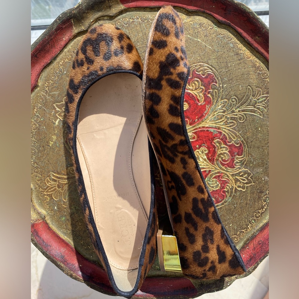 J CREW Leather Leopard Flats Size 7